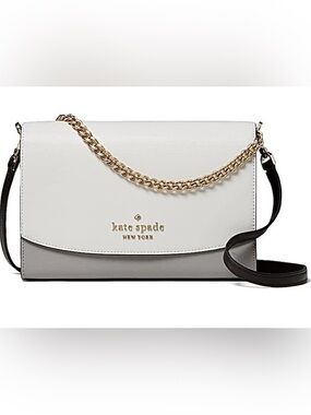 NWT Kate Spade Carson White/Grey Crossbody Bag with Gold Chain